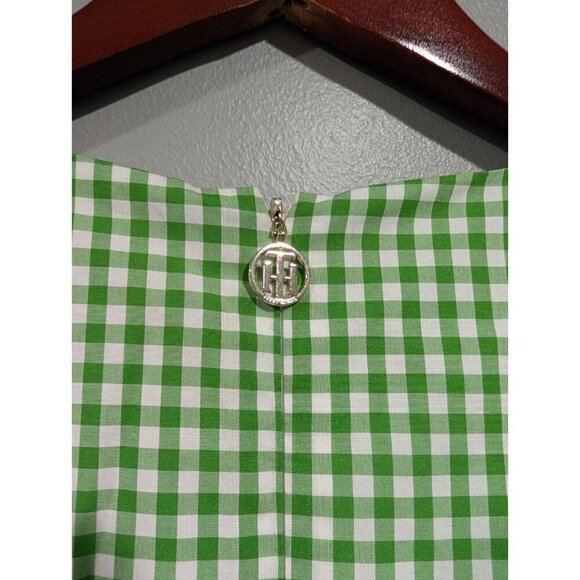 Tommy Hilfiger Womens Gingham Sleeveless Midi Green White Belted Dress NWT Sz 12 - Picture 6 of 16